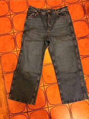 Sezane Wide-Leg Blue Denim Jeans
